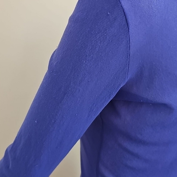 Jean Paul Gaultier Femme Lettuce Edge Top Blue Long Sleeve Sheer Stretch Mesh - Picture 7 of 12